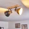 Orny Plafondlamp Antraciet, Hout licht, 2-lichts