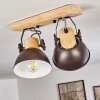 Orny Plafondlamp Antraciet, Hout licht, 2-lichts