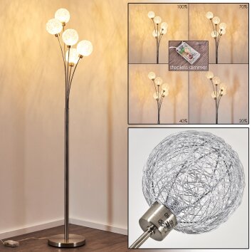 Bernado Staande lamp Nikkel mat, 5-lichts
