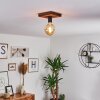 Amnicon Plafondlamp Hout donker, Zwart, 1-licht