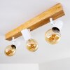 Barbengo Plafondlamp Bruin, Hout licht, Wit, 3-lichts