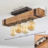 Montgomery Plafondlamp Hout donker, Zwart, 4-lichts