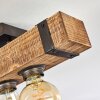 Montgomery Plafondlamp Hout donker, Zwart, 4-lichts