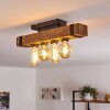 Montgomery Plafondlamp Hout donker, Zwart, 4-lichts