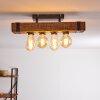 Montgomery Plafondlamp Hout donker, Zwart, 4-lichts
