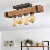 Montgomery Plafondlamp Hout donker, Zwart, 4-lichts
