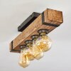 Montgomery Plafondlamp Hout donker, Zwart, 4-lichts