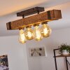 Montgomery Plafondlamp Hout donker, Zwart, 4-lichts