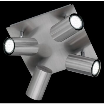 Trio MARLEY Plafondlamp roestvrij staal, Nikkel mat, 4-lichts