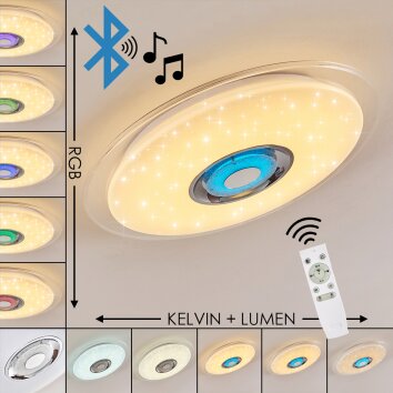 Haderup Plafondlamp LED Chroom, Wit, 1-licht, Afstandsbediening, Kleurwisselaar