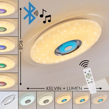 Haderup Plafondlamp LED Chroom, Wit, 1-licht, Afstandsbediening