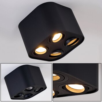 Baishan Plafondlamp Zwart, 4-lichts