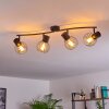 Kenia Plafondlamp Grijs, Zwart, 4-lichts
