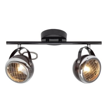 Brilliant RIDER Spotbalk plafond Chroom, Zwart, 2-lichts