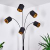Bhutan Staande lamp Zwart, 5-lichts, Stoffen lampenkap