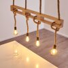 Riekje Hanglamp Bruin, Hout licht, Zwart, 4-lichts