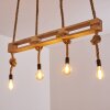Riekje Hanglamp Bruin, Hout licht, Zwart, 4-lichts
