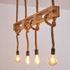 Riekje Hanglamp Bruin, Hout licht, Zwart, 4-lichts