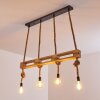 Riekje Hanglamp Bruin, Hout licht, Zwart, 4-lichts