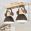 Orny Plafondlamp Antraciet, Hout licht, 2-lichts
