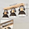 Orny Plafondlamp Antraciet, Hout licht, 3-lichts