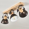 Orny Plafondlamp Antraciet, Hout licht, 3-lichts
