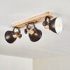 Orny Plafondlamp Antraciet, Hout licht, 3-lichts