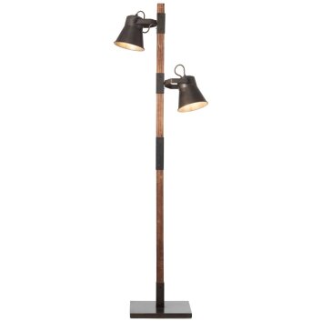 Brilliant Plow Staande lamp Hout donker, Zwart, 2-lichts