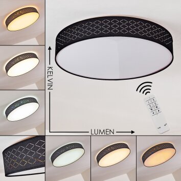 Temuka Plafondlamp LED Zwart, Wit, 1-licht, Afstandsbediening