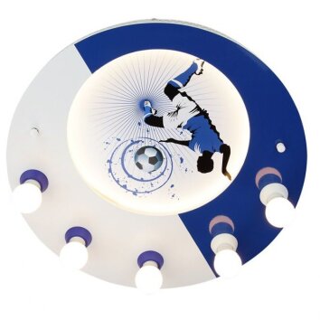 Elobra SOCCER Plafondlamp Blauw, Wit, 5-lichts