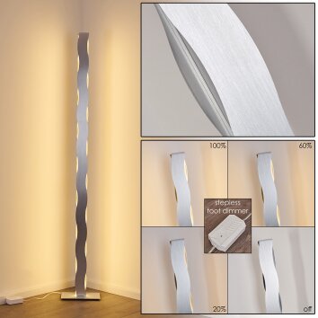 Nagold Staande lamp LED Chroom, Nikkel mat, 1-licht