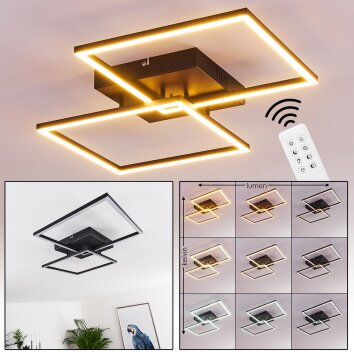 Cheka Plafondlamp LED Zwart, 2-lichts, Afstandsbediening